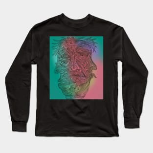 Multiple eyed line drawing of a face Long Sleeve T-Shirt